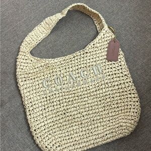 Coach Cream Woven Leather Bag